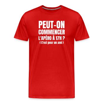 apéritif, apéritif humour, apéro - T-shirt bio Premium Homme - rouge - Devant - Damien (186cm)