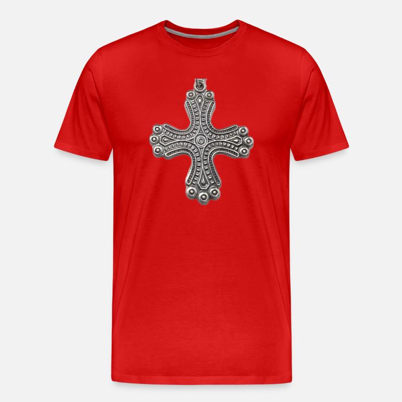 Kalevala Silberkreuz - Männer Premium Bio T-Shirt - Rot
