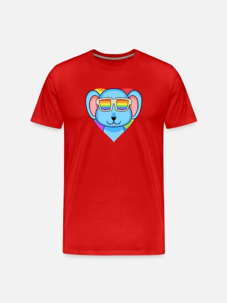 LGBT Animal Mouse Rainbow - Men's Premium Organic T-Shirt - red