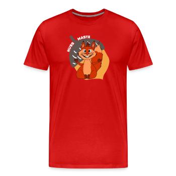 Yoga Hörnchen Nussmaste Meditation - Männer Premium Bio T-Shirt - Rot - Vorne - Damien (186cm)