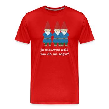 nains de jardin bavarois - T-shirt bio Premium Homme - rouge - Devant - Damien (186cm)