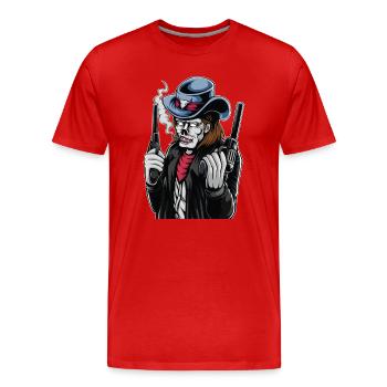Western Cowboy Revolver Squelette - T-shirt bio Premium Homme - rouge - Devant - Damien (186cm)