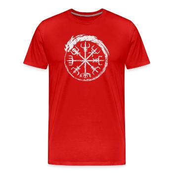Vegvisir Dragon - Männer Premium Bio T-Shirt - Rot - Vorne - Damien (186cm)