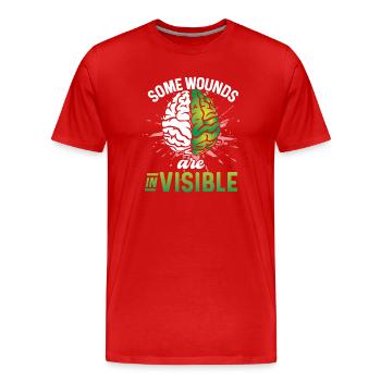 Santé mentale Certaines blessures sont invisibles - T-shirt bio Premium Homme - rouge - Devant - Damien (186cm)