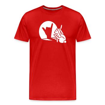 Rabbit Hand Shadow Call You! Telephone Mobile Phone - Men's Premium Organic T-Shirt - red - Front - Damien (186cm)