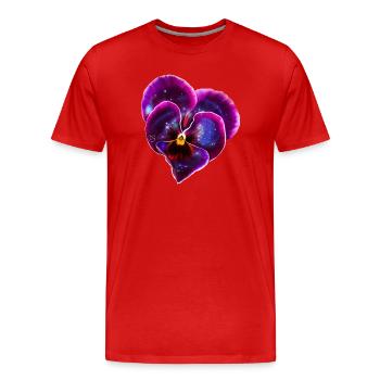 Violettes en forme de cœur avec galaxie - T-shirt bio Premium Homme - rouge - Devant - Damien (186cm)