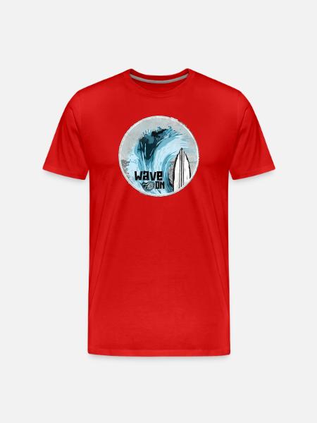 Meereswelle mit Surfboard Design - Männer Premium Bio T-Shirt - Rot