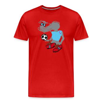 Fußballgirl, Frauenfussball - Männer Premium Bio T-Shirt - Rot - Vorne - Damien (186cm)