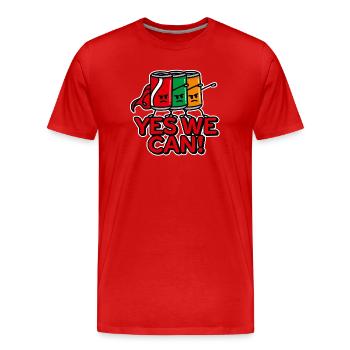 Superheld Getränkedosen Wortspiel Yes we can - Männer Premium Bio T-Shirt - Rot - Vorne - Damien (186cm)