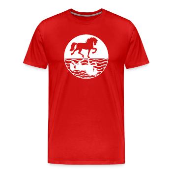Pferdenarr Islandpferde Galopp Pferdeliebe - Männer Premium Bio T-Shirt - Rot - Vorne - Damien (186cm)