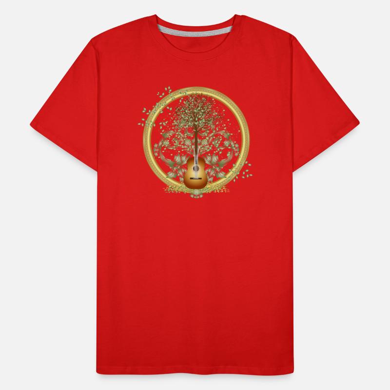 fascinating surreal guitar motif with tree Men's Premium Organic T-Shirt