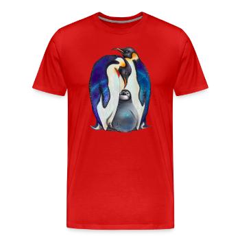 Pingouins mignons au ciel étoilé - T-shirt bio Premium Homme - rouge - Devant - Damien (186cm)