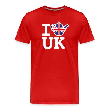 Union Jack Flagge Teekanne I Love UK Britisch VK - Männer Premium Bio T-Shirt - Rot - Vorne - Damien (186cm)