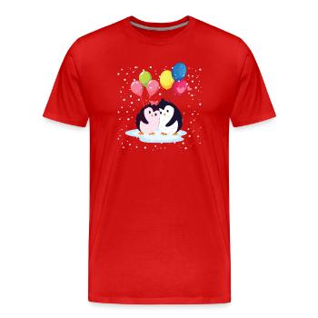Pingouins avec ballons - T-shirt bio Premium Homme - rouge - Devant - Damien (186cm)