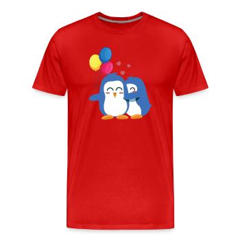Pingouins avec ballons - T-shirt bio Premium Homme - rouge - Devant - Damien (186cm)