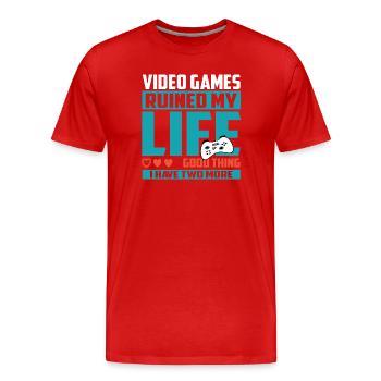 Gamer Extra Leben - Männer Premium Bio T-Shirt - Rot - Vorne - Damien (186cm)