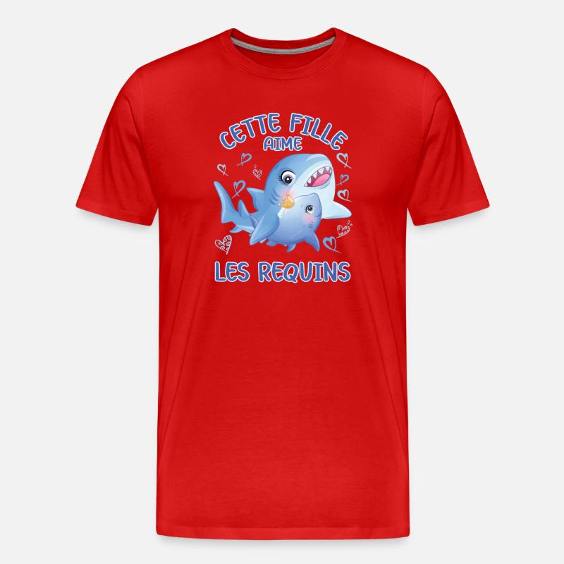 Dieses Mädchen Liebt Haie - Männer Premium Bio T-Shirt - Rot