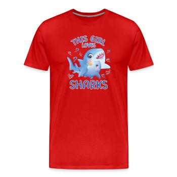Dieses Maedchen Liebt Haie - Männer Premium Bio T-Shirt - Rot - Vorne - Damien (186cm)