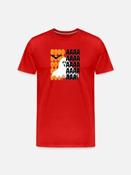 Halloween Geist Boo Muster - Männer Premium Bio T-Shirt - Rot