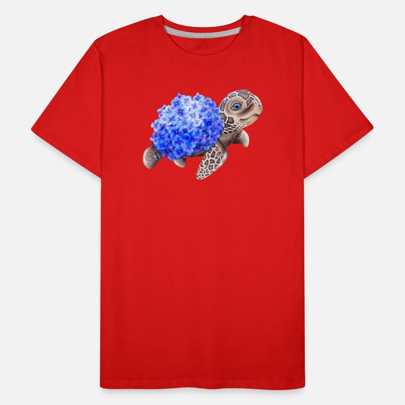 Turtle with Hydrangea Men's Premium Organic T-Shirt