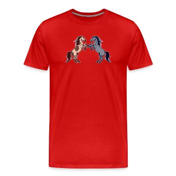 Pferdenarr Galopp Pferdeliebe Islandpferde - Männer Premium Bio T-Shirt - Rot - Vorne - Damien (186cm)
