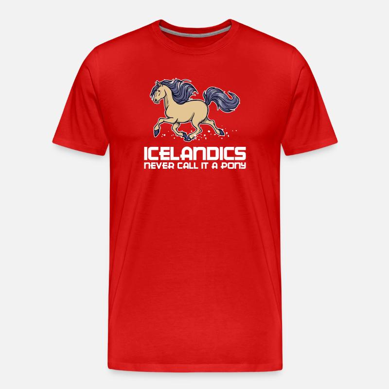 Lustig Pony Statement Islandpferde Pferde - Männer Premium Bio T-Shirt - Rot