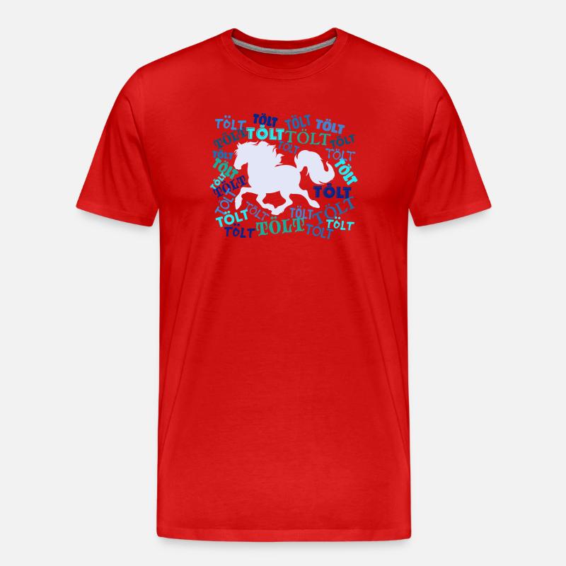 Tölt Pferde Spruch Haflinger Islandpferde - Männer Premium Bio T-Shirt - Rot