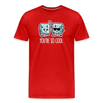 Funny heat wave, cool ice cubes You're so cool - Men's Premium Organic T-Shirt - red - Front - Damien (186cm)