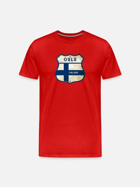 Oulu Finland crest design - Men's Premium Organic T-Shirt - red