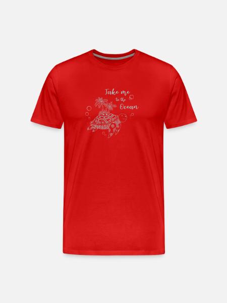 Slogan « Emmenez-moi à l’océan » - Turtle Island - T-shirt bio Premium Homme - rouge