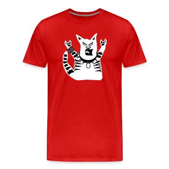 Böse Katze  - Männer Premium Bio T-Shirt - Rot - Vorne - Damien (186cm)