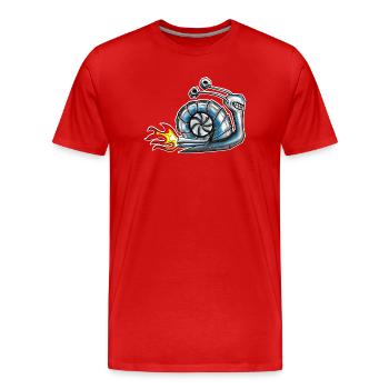 Screw with turbocharger - Men's Premium Organic T-Shirt - red - Front - Damien (186cm)