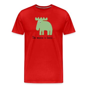 The Moose is Loose ... - Men's Premium Organic T-Shirt - red - Front - Damien (186cm)