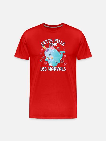 Dieses Mädchen Liebt Narwale - Männer Premium Bio T-Shirt - Rot