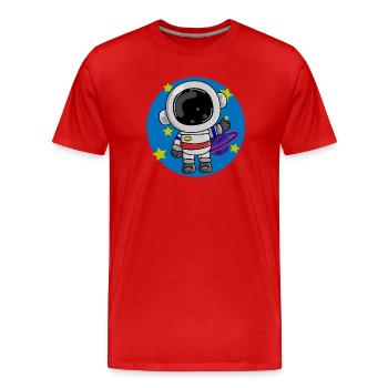 Astronaut, Cosmos, Spaceman - Men's Premium Organic T-Shirt - red - Front - Damien (186cm)