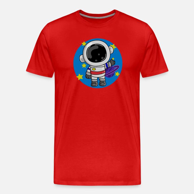 Astronaut, Kosmos, Spaceman - Männer Premium Bio T-Shirt - Rot