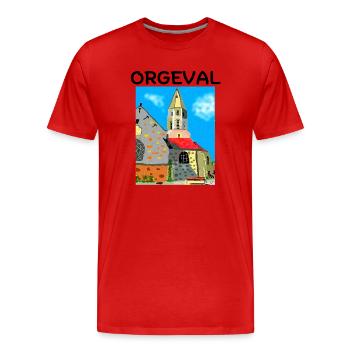Orgeval, Yvelines, Versailles - T-shirt bio Premium Homme - rouge - Devant - Damien (186cm)