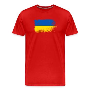 Hinweis Pinselstrich Ukraine - Männer Premium Bio T-Shirt - Rot - Vorne - Damien (186cm)