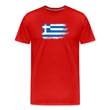 Grunge Greek Flag Sketch - Men's Premium Organic T-Shirt - red - Front - Damien (186cm)