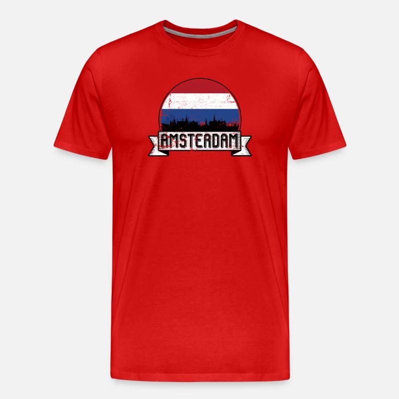 Amsterdam Skyline Retro Abzeichen - Männer Premium Bio T-Shirt - Rot