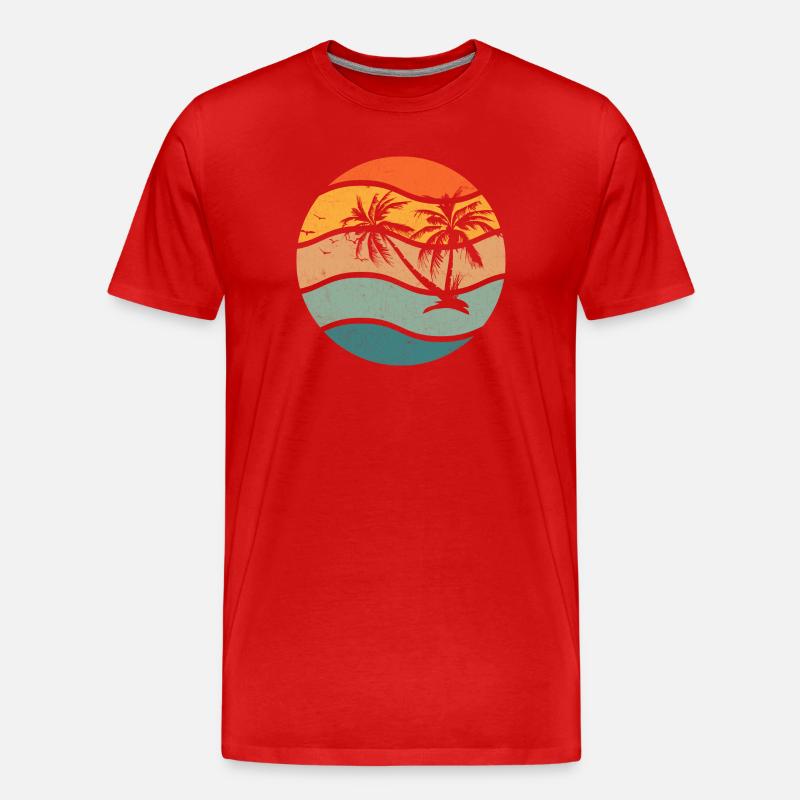 Coucher Palmier Rétro Circulaire - T-shirt bio Premium Homme - rouge
