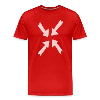 rosa fokus Pfeile - Männer Premium Bio T-Shirt - Rot - Vorne - Damien (186cm)