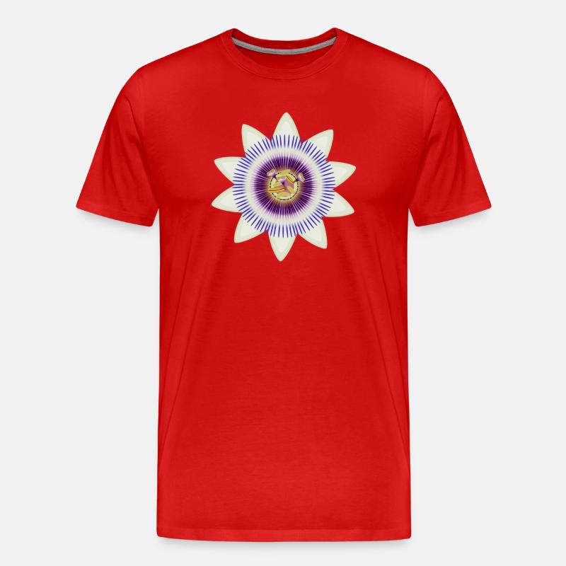 Kunstvolle Blüte einer Passionsblume - Männer Premium Bio T-Shirt - Rot
