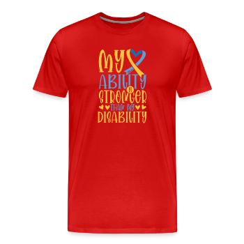Mut und Stärke im Umgang mit Behinderung - Männer Premium Bio T-Shirt - Rot - Vorne - Damien (186cm)