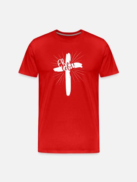 Er lebt - Männer Premium Bio T-Shirt - Rot