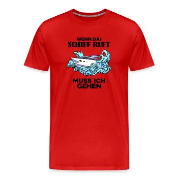 Schiff Schifffahrt - Männer Premium Bio T-Shirt - Rot - Vorne - Damien (186cm)