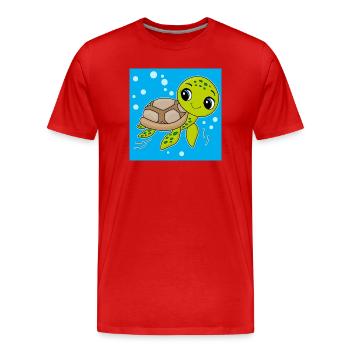 Tortue, animal mignon, océan - T-shirt bio Premium Homme - rouge - Devant - Damien (186cm)