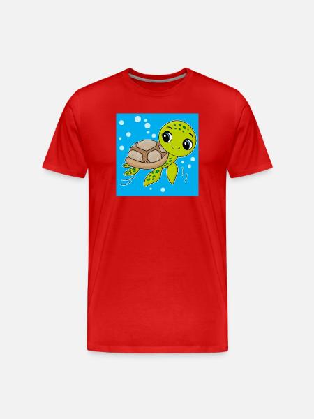Turtle, cute animal, ocean - Men's Premium Organic T-Shirt - red