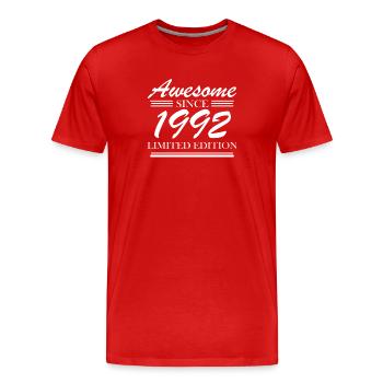 1992 - Männer Premium Bio T-Shirt - Rot - Vorne - Damien (186cm)