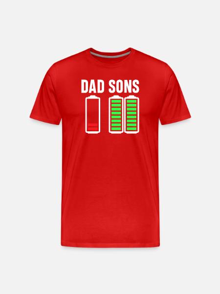 Dad Sons Battery Bar Graphic - Men's Premium Organic T-Shirt - red